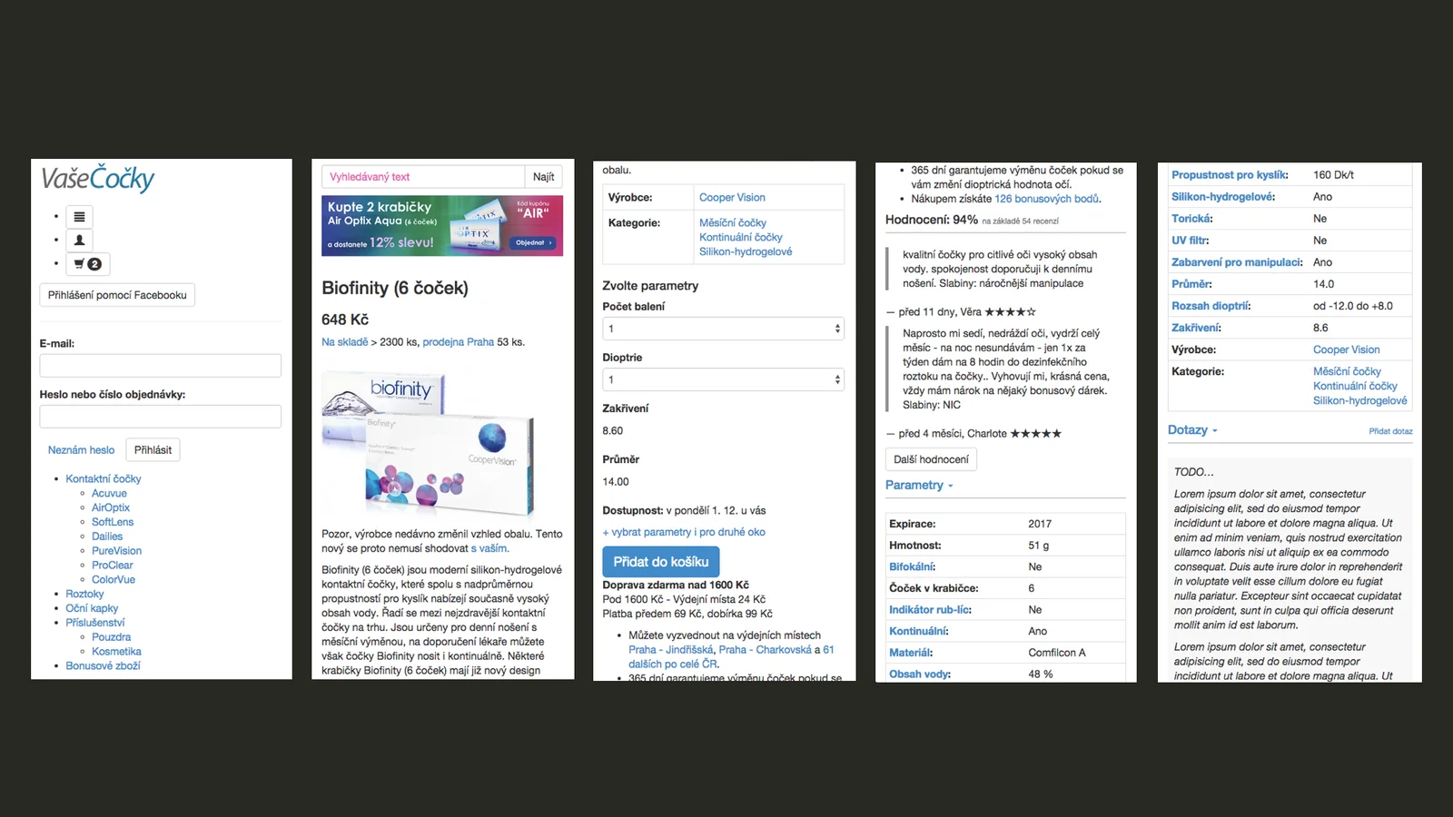 Strukturované zobrazení v prohlížeči s reálným obsahem