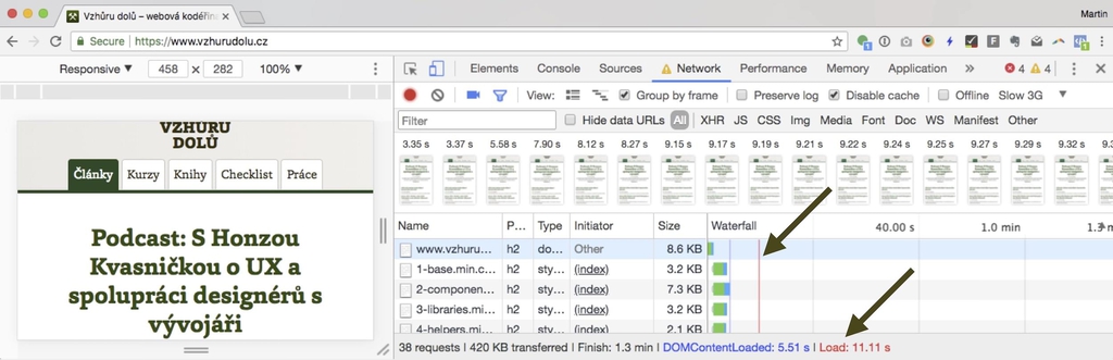 Událost Load v Chrome