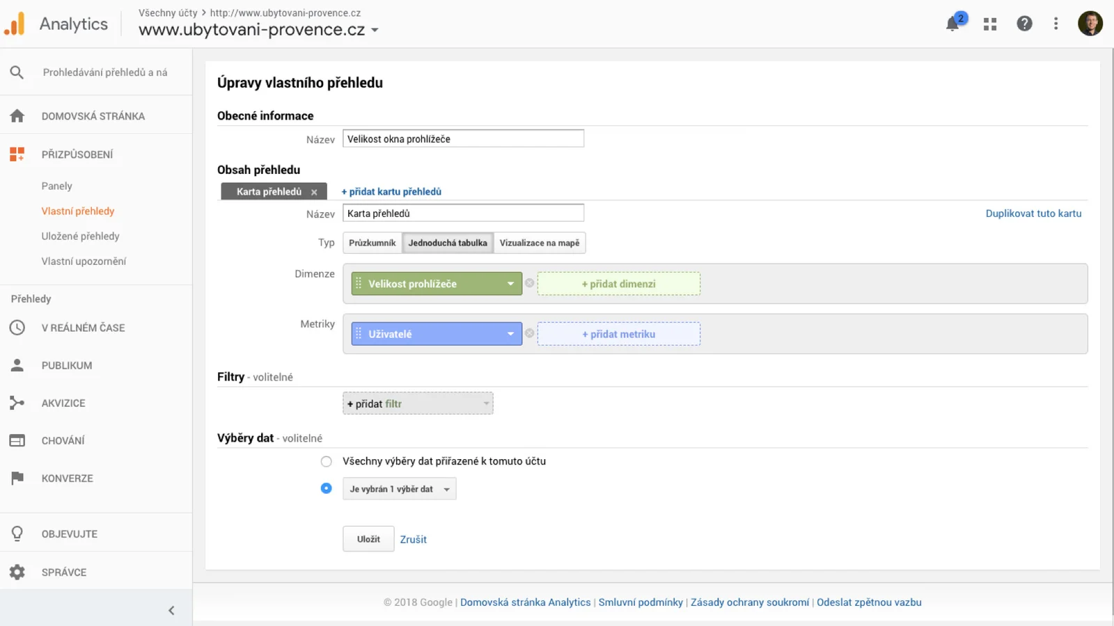 Krok 1: Vytvoření vlastního přehledu