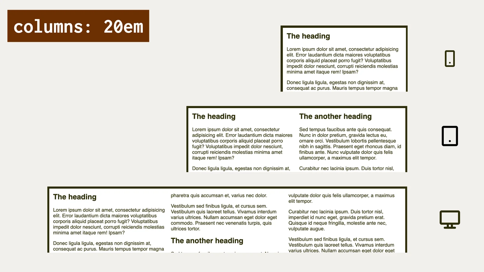 CSS Multi-column Layout s nastavením columns:20em